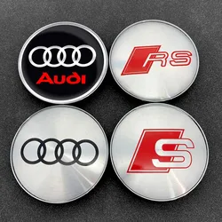 4PCS 60/63/68mm Car Styling Wheel Center Cap Hub Cover Badge For AUDI S RS A3 A4 B8 8P 8V A6 A5 Q5 B7 B6 B9 Q7 A1 A7 Accessories