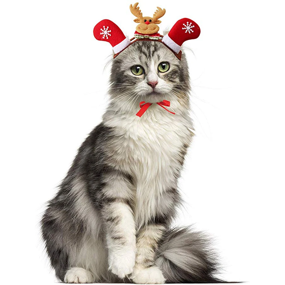 

Christmas Pet Headband Size M Comfortable Dog Cat Headwear Adorable Costume Accessory for Holiday Party Photos