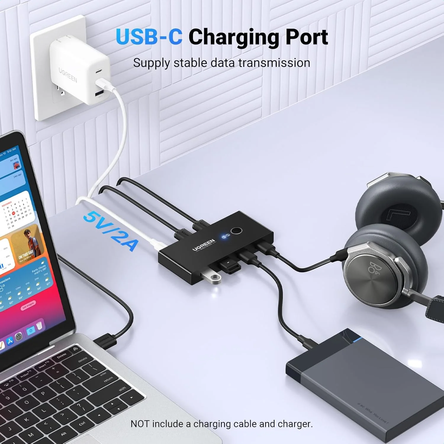 2 Port Computers Adapter Hub USB 3.0 KVM Sharing Switch Selector with One Button Swapping
