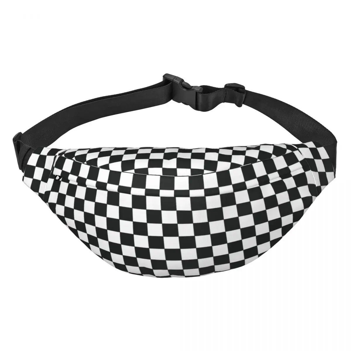 Custom Checkerboard Plaid Fanny Bag Black And White Plaid Sling Crossbody Waist Pack Men Women Travel Hiking Phone Money Pouch