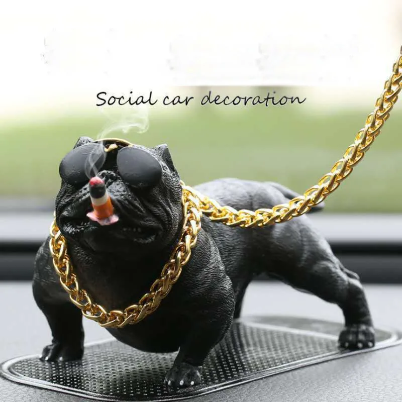 14CM HOT Resin Bully Pitbull Dog Car Interior Decoration Dashboard Ornament Fashion Funny Cute Home Decoration Auto Accessories