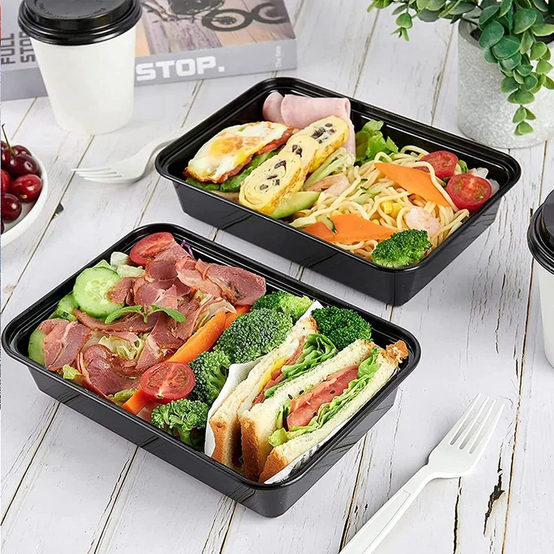 Contenitori per la preparazione dei pasti da 50 pezzi Contenitori per alimenti riutilizzabili da portare Scatole Bento in plastica Scatola per il pranzo per la conservazione degli alimenti-A09G