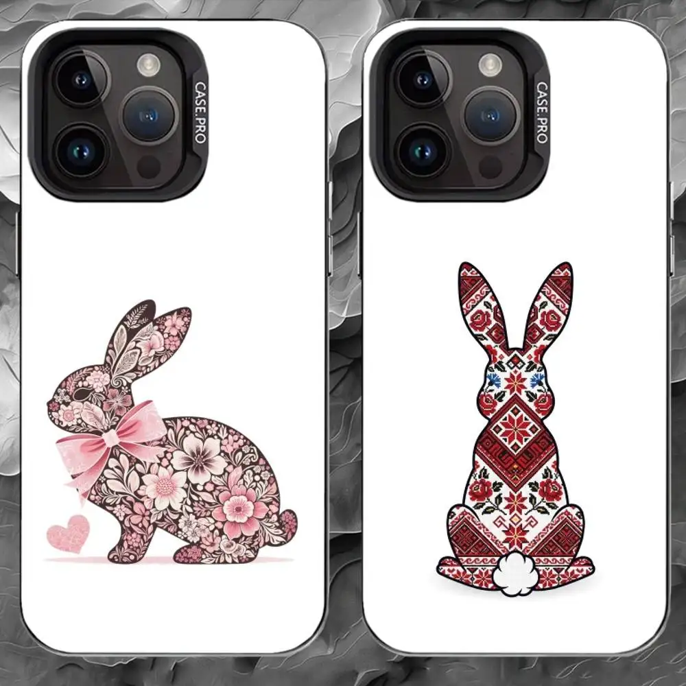 

E-Easter bunny Phone Case For iPhone 17 16 15 14 13 12 11 Pro Max Plus Silver Matte Black Cover