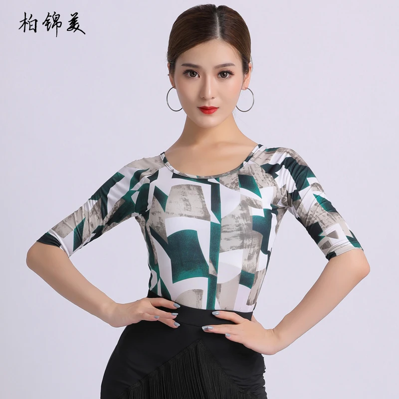 Latin dance shirt female new adult costume performance national standard dance competition modern dance clothes dance practice d