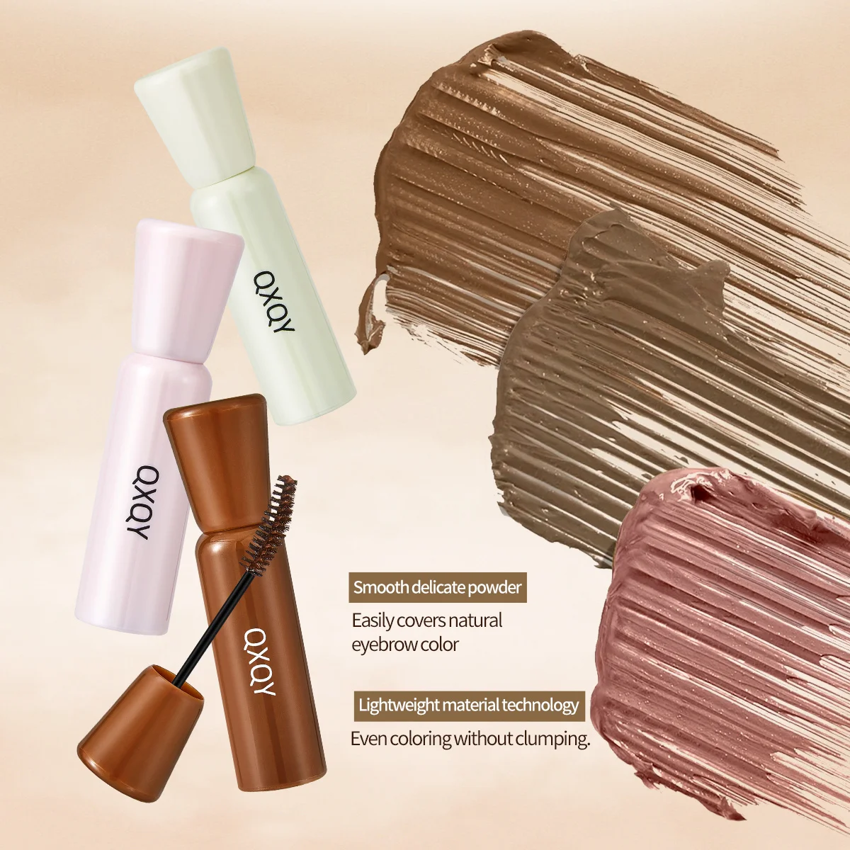 El tinte para cejas QXQY marrón claro, marrón oscuro, marrón rosa es adecuado para varios tonos de piel para colorear brillo, tinte natural para cejas