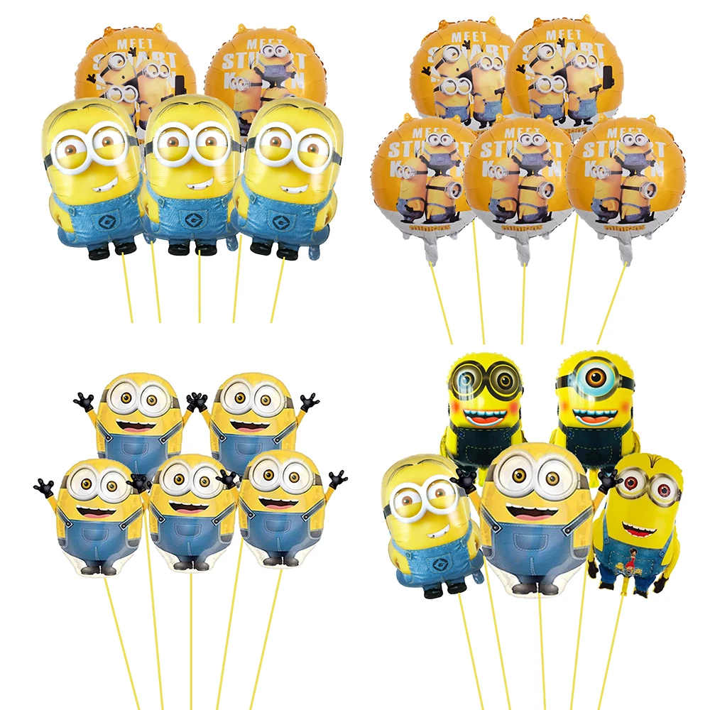 5pcs Minions Children Birthday Party Foil Balloons Decoration Supply Baby Shower Yellow Man Helium Ballon Home DIY Decor Kid Toy