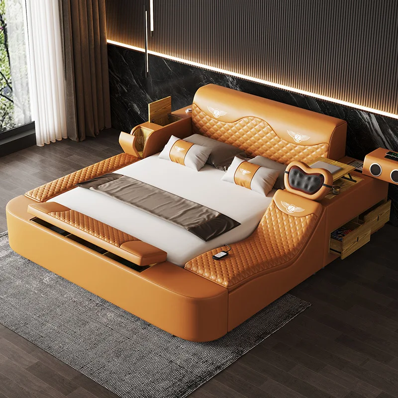 MANBAS MULTIFUNCTIONAL SMART BED | FUTURISTIC FURNITURE | Tech Smart Bed 2 People | Ultimate Massage Tatami Genuine Leather Bed