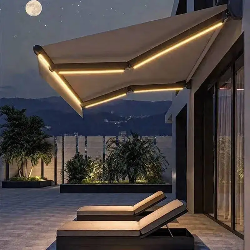 Pergola Electric Retractable Gazebos Aluminum Alloy Eaves Courtyard Villa Sunshade Tents Outdoor Balcony Rainproof Awning Tent Z