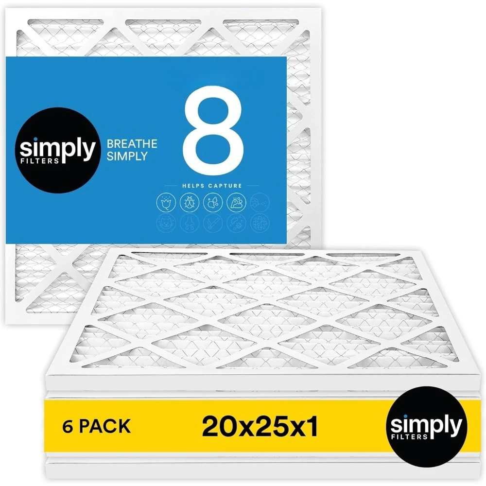 

Воздушный фильтр 20x25x1 MERV 8, 6 штук в упаковке, для систем кондиционирования, вентиляции и отопления, защита от пыли и аллергенов (для владельцев домашних животных)