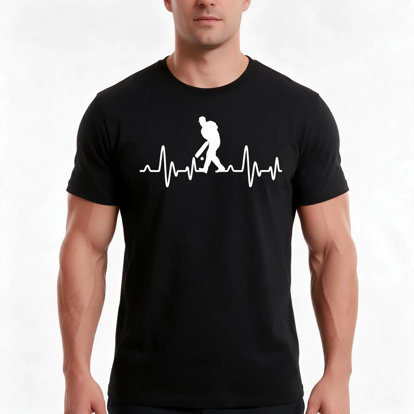 Funny cricket player cricket sport vintage heartbeat T-Shirt, Summer Casual Cotton Tee, Oversized Streetwear Tops, 100% Cotton
