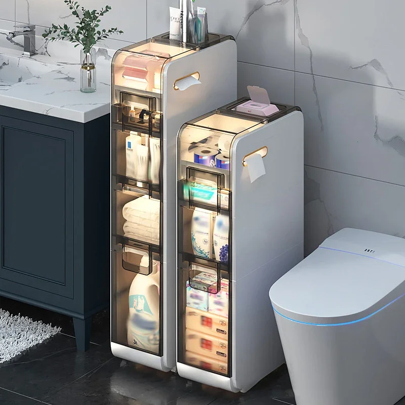 Toilet Storage Cabinet Bathroom Drawer Closestool Crevice Rack Ultra Narrow Household Kitchen Organizer Floor Shelves