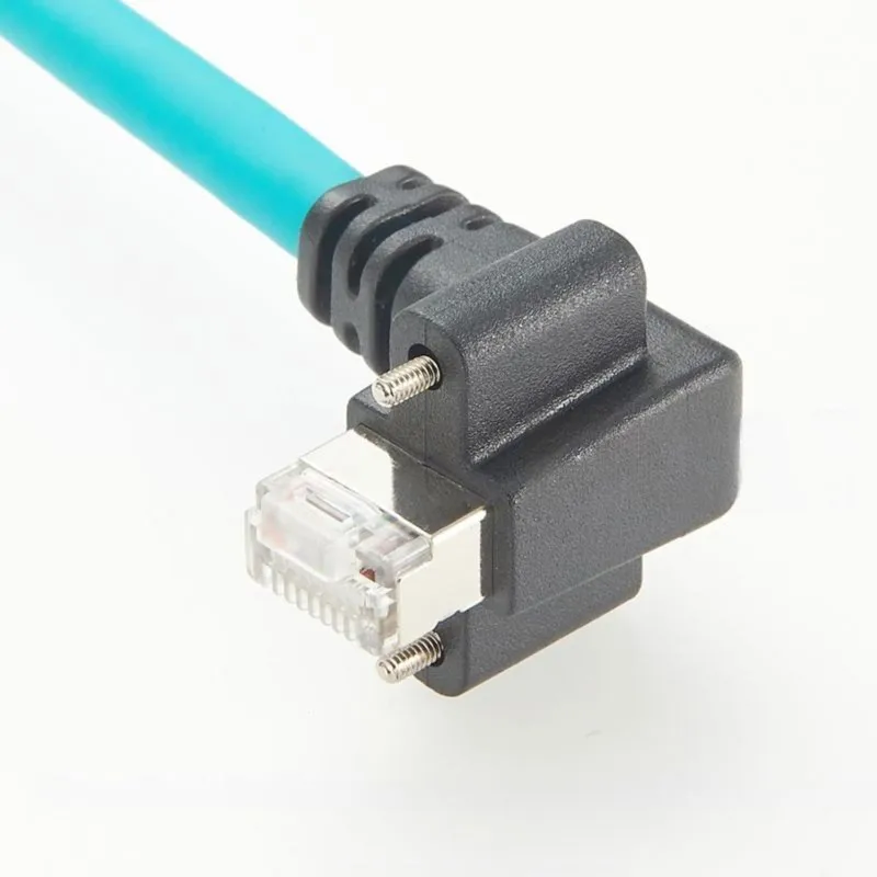 Super Sale New RJ45 GigE Ethernet Cable RJ45 Right Angle Male Cat6A 10 Gigabit Ethercon Cable with Vertical for Locking 2m