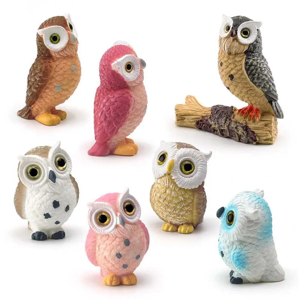 Cute Simulation Owl Miniature Figurine Mini Owl Desktop Small Ornaments Home Garden Moss Micro Landscape Decoration Resin Crafts