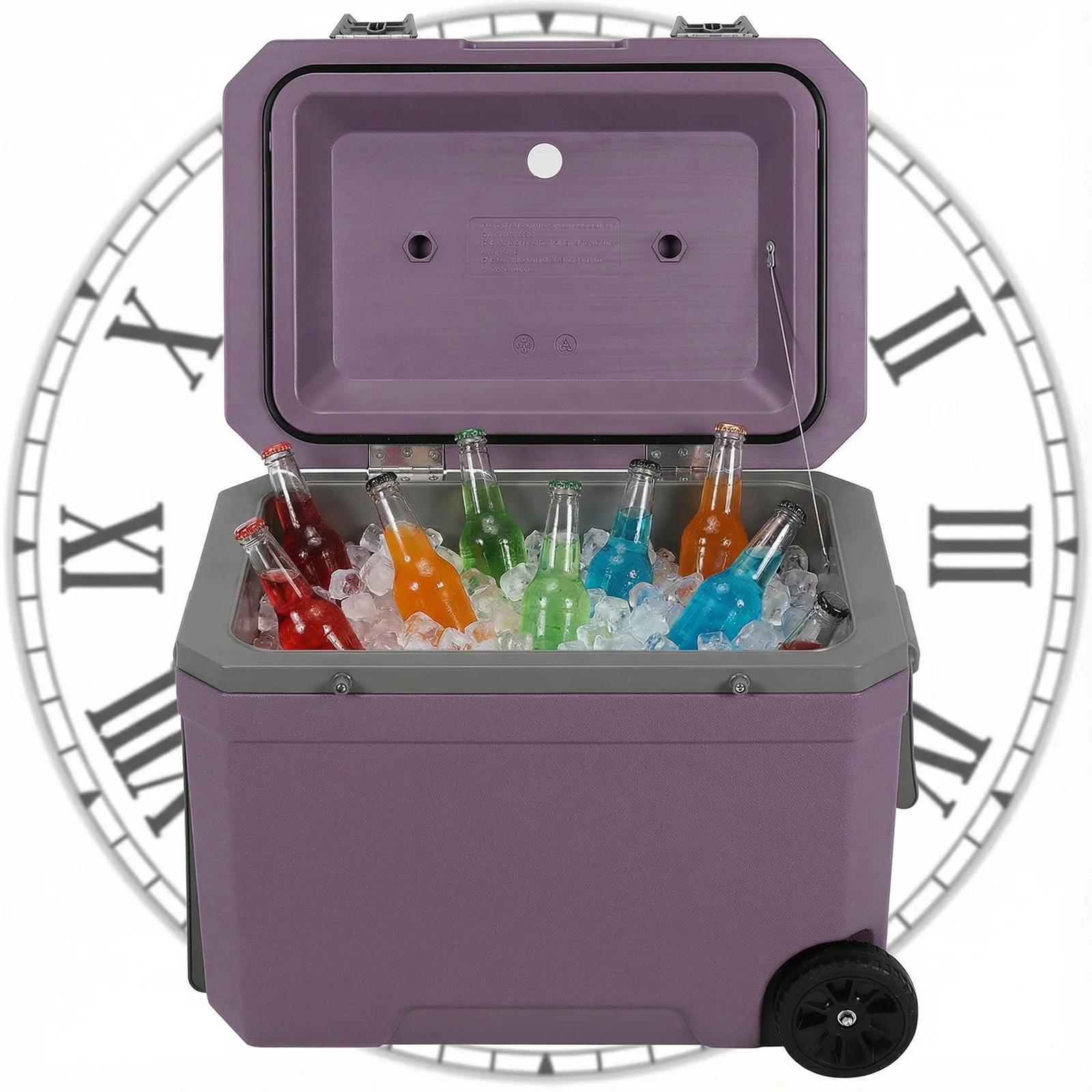 

45L PU Wheeled Insulation Box with Pull Rod & Wheels Ice Cube & Fresh Food Storage Case Anti-Slip Great for Boating & Fishing