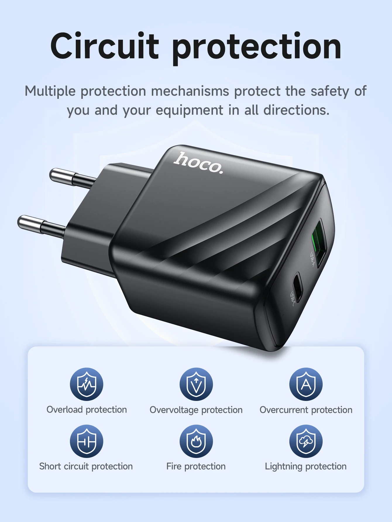 HOCO CS25A 20W USB Type C Charger PD Fast Charge QC 3.0 Quick Charge for iPhone 15/14/13/12 Pro Max Mini iPad Charging