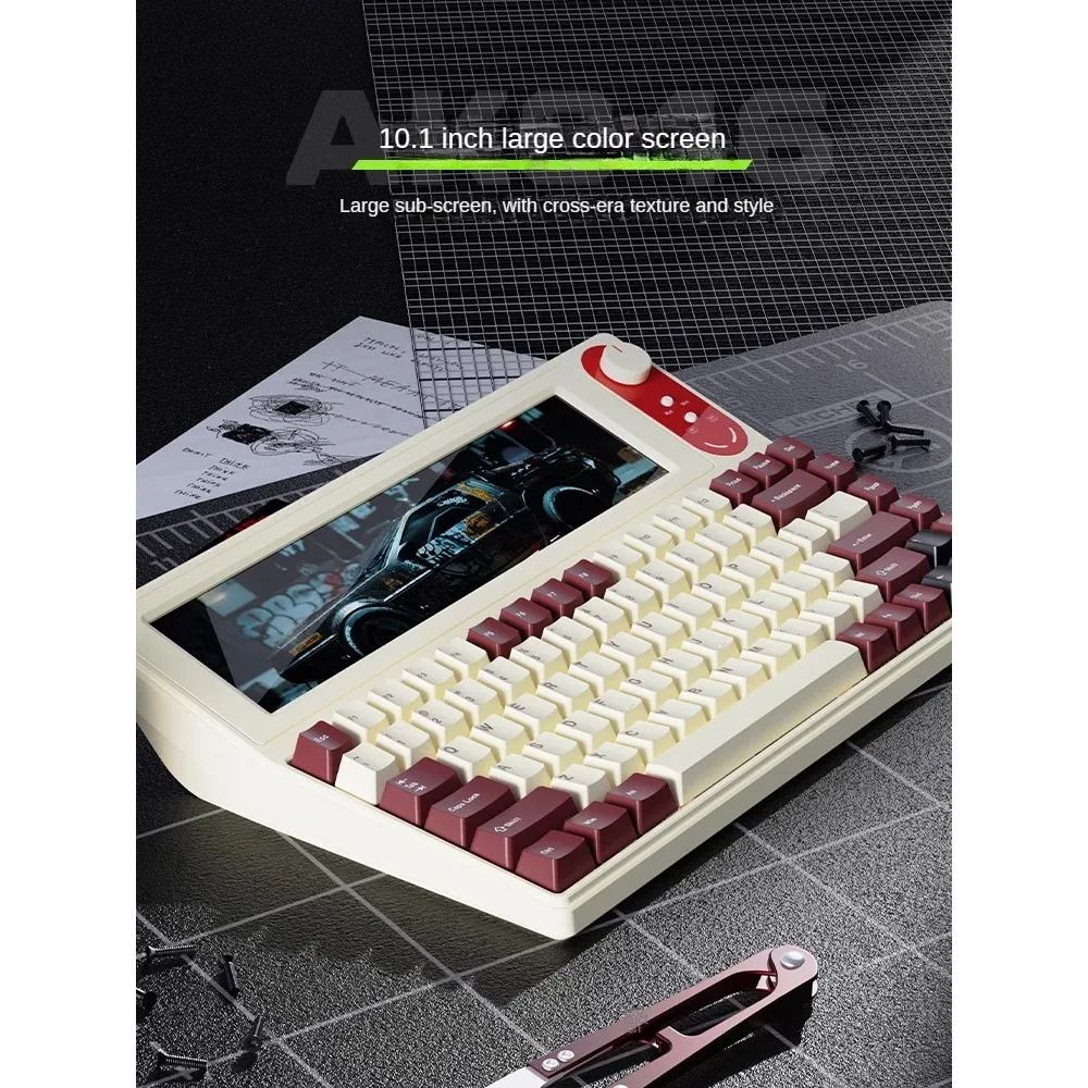 AJAZZ AKP846 Mechanical Keyboard Wired with Screen Programming Custom Driver QMK Open Source 10.1 Inch Colour Display Gasket Hot