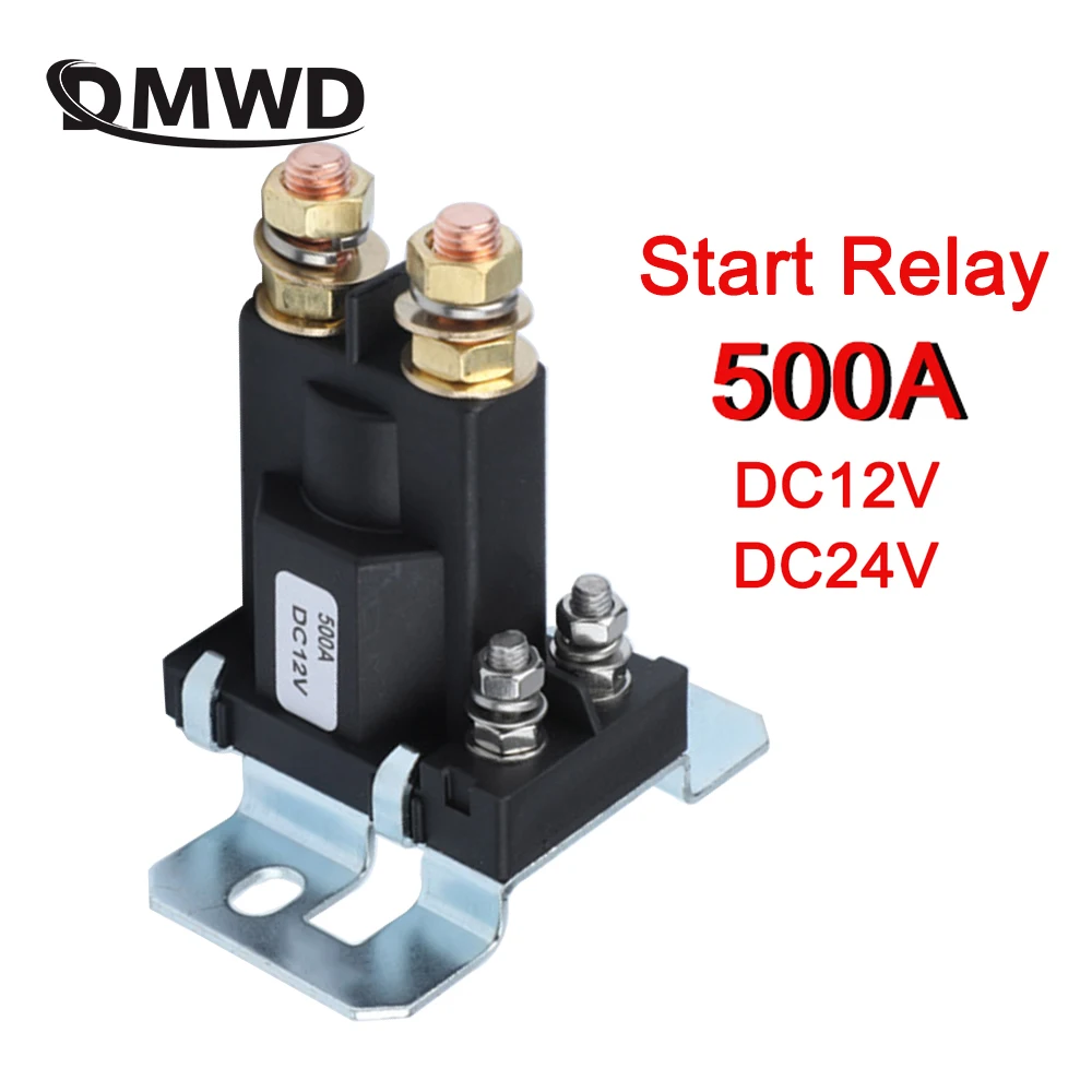 

1 шт. реле запуска с двумя батареями, 4 контакта, большой ток 500 А, 12 В, 24 В постоянного тока для автомобильного переключателя, реле запуска мощности, контактор автоматического запуска, НЕТ