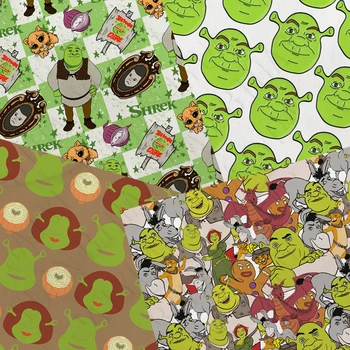 45X145cm cartoon character Print Polyester cotton shrek fabric sewing DIY cloth Material Handmade F3697