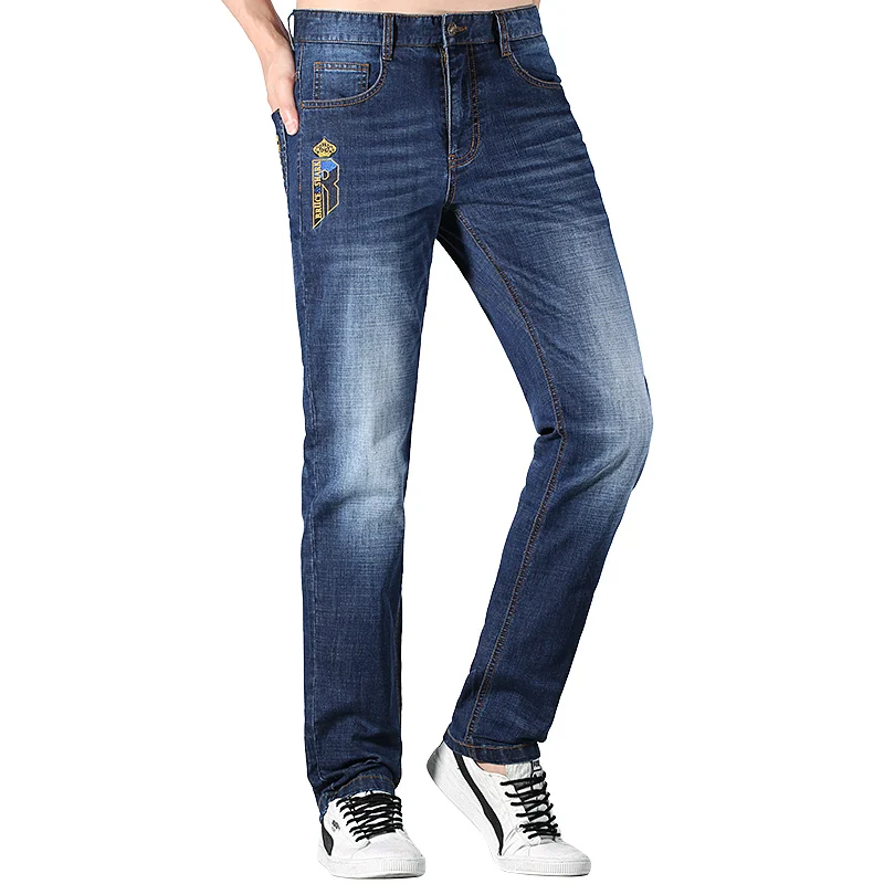 Jean droit de luxe Bruce & Shlavabo pour hommes, denim extensible, designer, grande taille 42, été, nouveau