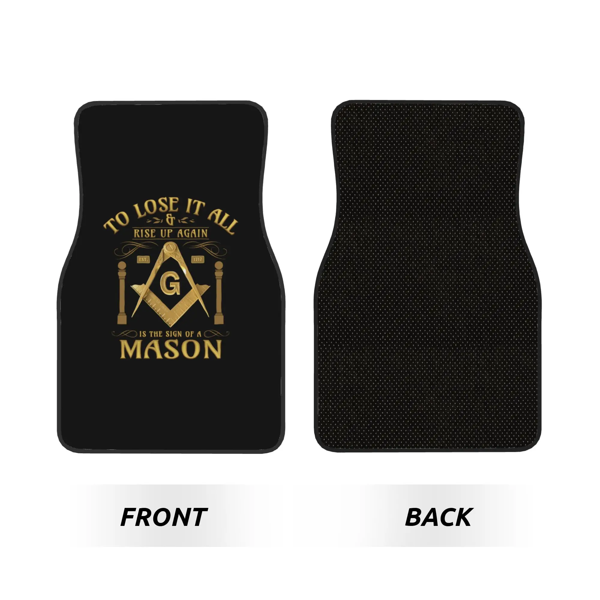 4PCS Crystal Velvet Car Floor Mats Sign Of A Mason Masonic Freemason Anti Slip Car Universal Auto Front And Rear Foot Mats