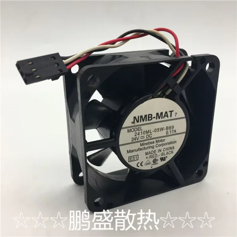 

NMB-MAT 2410ML-05W-B69 E51 DC 24V 0.17A 60x60x25mm 3-Wire Server Cooling Fan