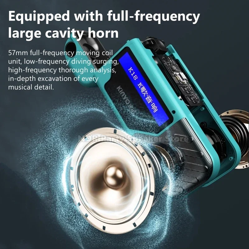 더블 마이크 휴대용 무선 블루투스 스피커 박스, 소형 올인원 가족 노래방 기계, 파티용 가사 디스플레이