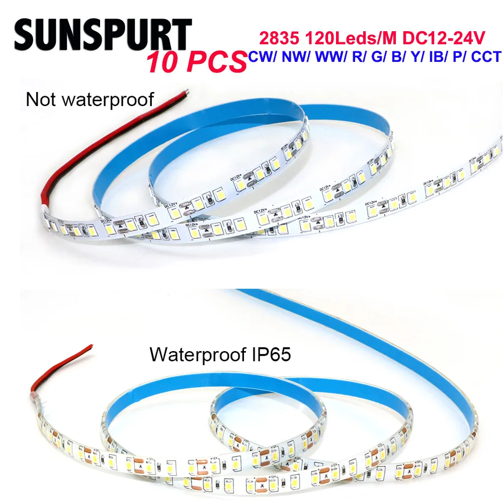 

DC12V24V Colorful LED Strip Lights SMD 2835 Waterproof 2PIN Warm White Red Blue Yellow 5M 20M 100M 120LED/M Flexible Strip IP20