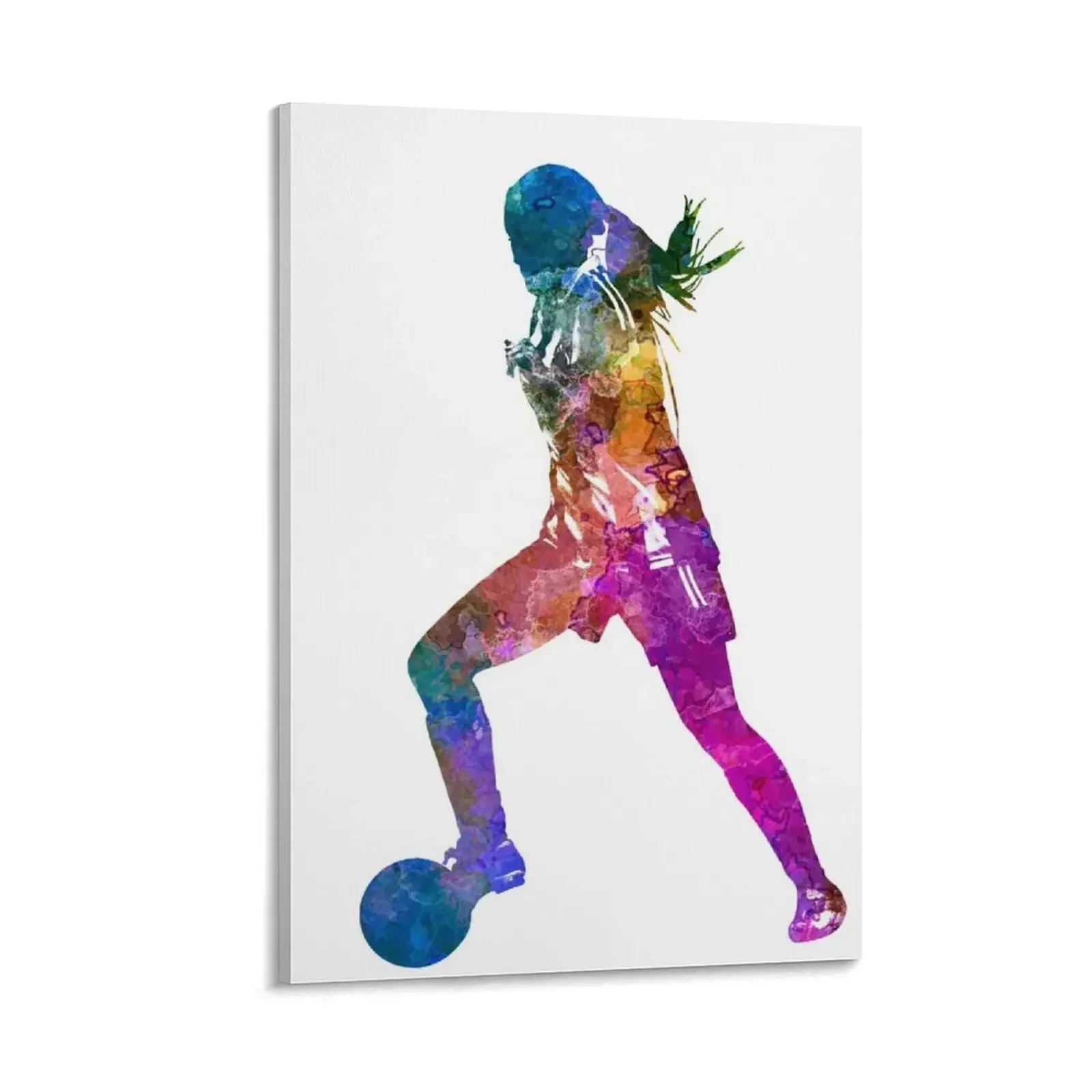 

Girl playing soccer football player silhouette Canvas Painting anime room decor wall decor posters for wall art