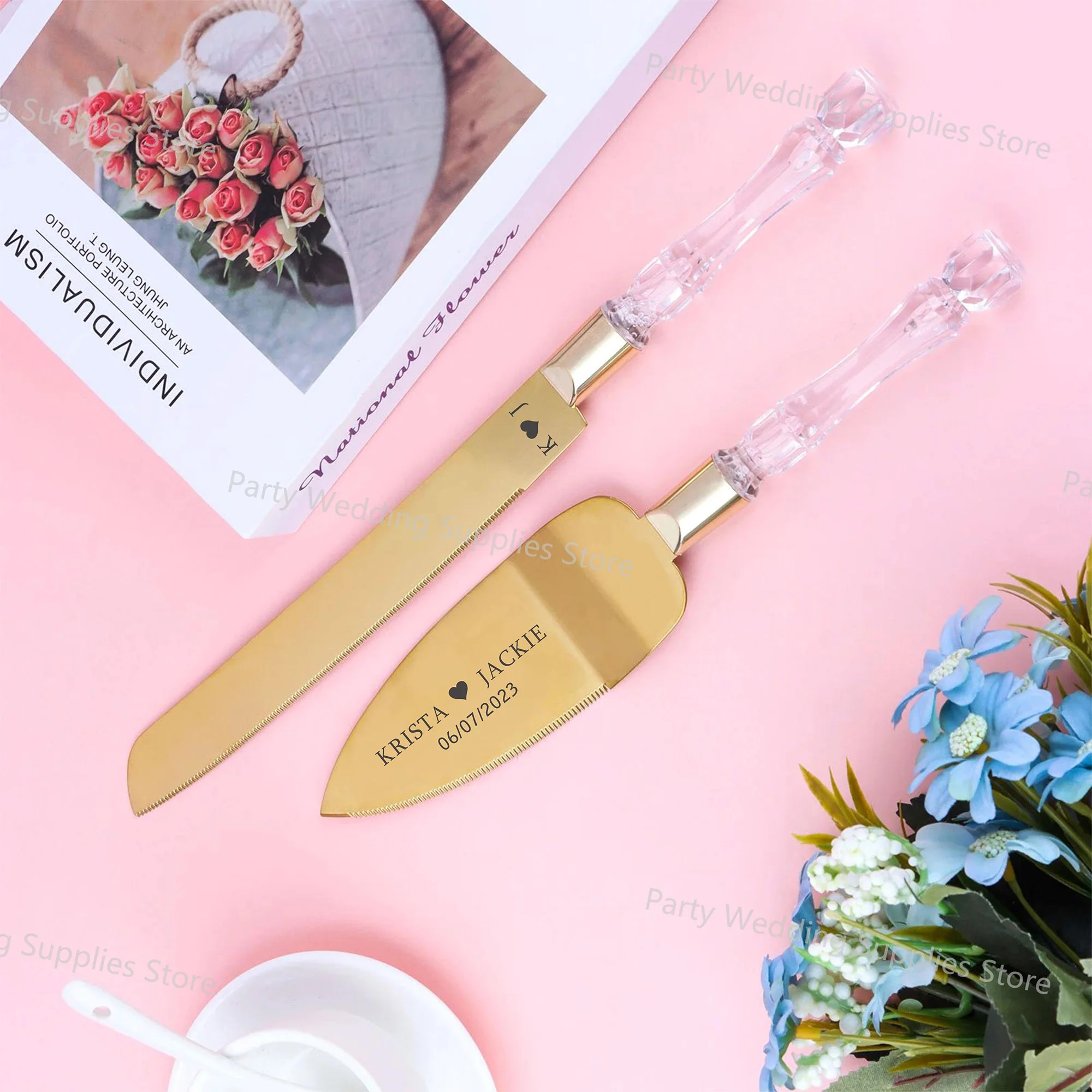 1 Set Personalized Cake Knife Serving Set Customized Cake Knife & Shovel Birthday Gift Wedding Party Engraved Cake Cutter