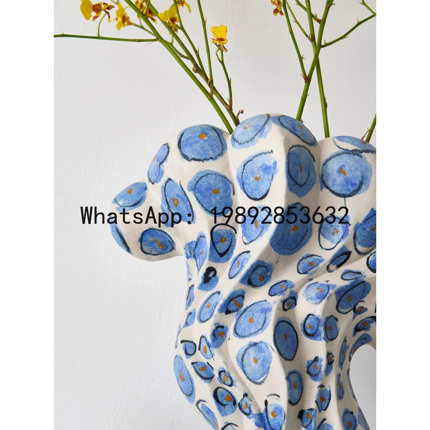 Ceramic Vase Retro Hand-painted Colored Porcelain Pot Irregular Handcrafted Flower Vase Home Decoration Accessories