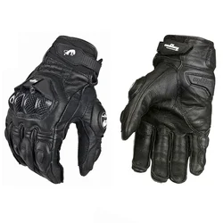 Guantes de cuero de fibra de carbono para motocicleta, guantes para motociclista, negro, blanco, para bicicleta de montaña