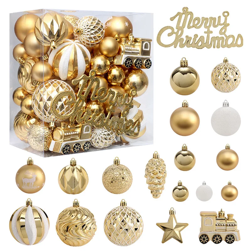 

New Design PS Material Christmas Baubles Balls Navidad Christmas Tree Decorations and Ornaments Gift Pack for Holiday Season