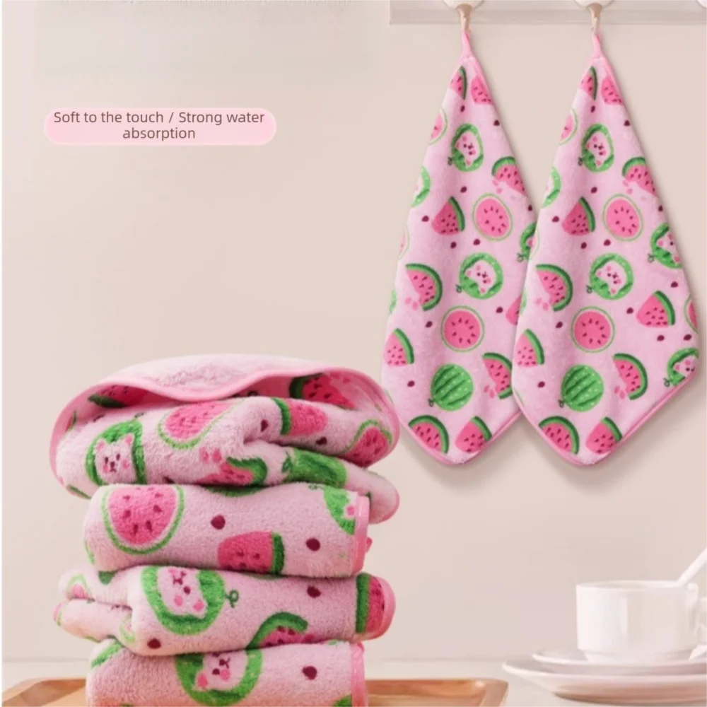 3Pcs New Super Absorbent Cleaning Cloth Thickened Watermelon Printed Microfiber Cloth Hand Towels Household
