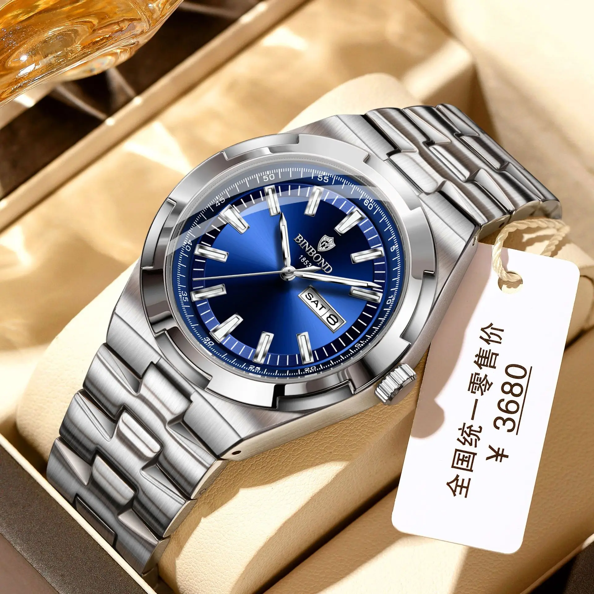 Men's Watch Fashion Trend Night Light Calendar Waterproof Business Leisure Steel Strip Men's Watch Watches for man