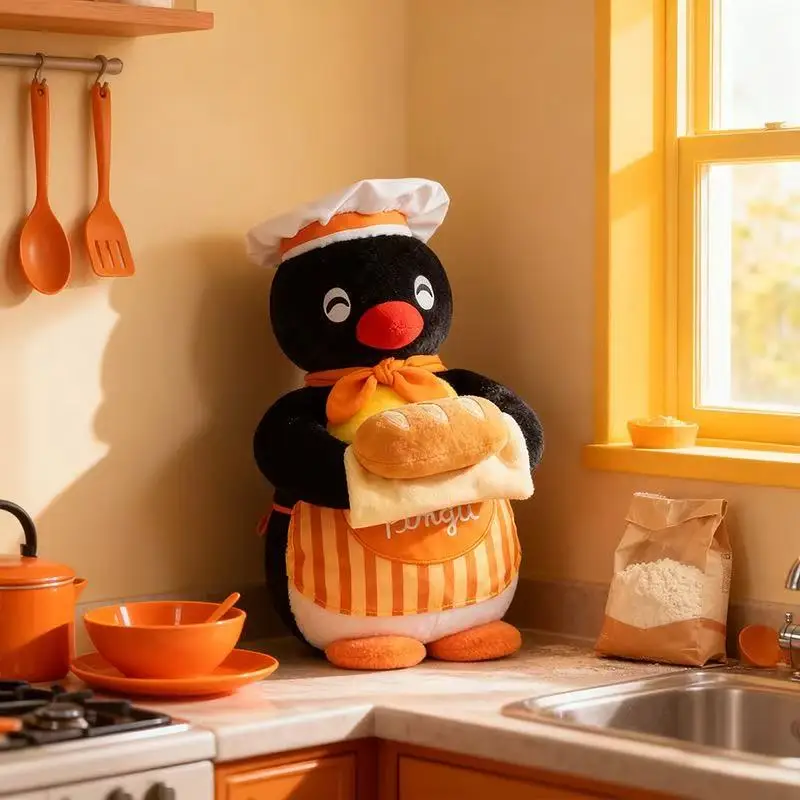 Kawaii Pingu Happy Chef  Series Plush Cooking Baking Bread Doll Girlish Heart Cute Toy Soft Gift Children Friends