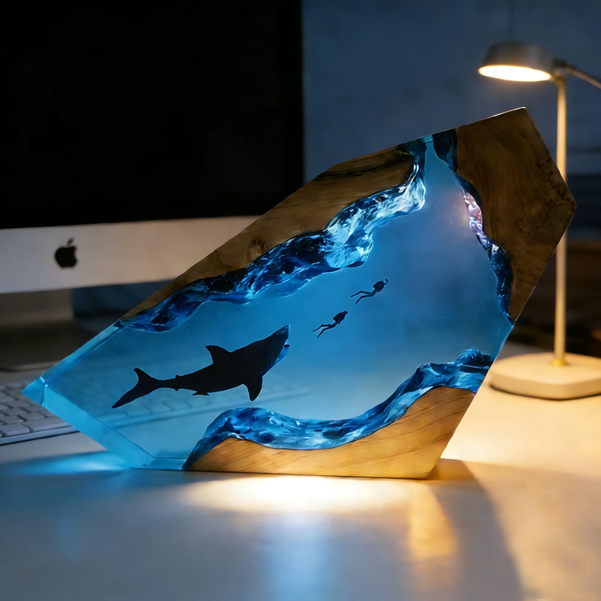 Marine Micro-Scene Table Decorative Piece - Whale Resin Glowing Personalized Home Decoration Creative Advanced Gift