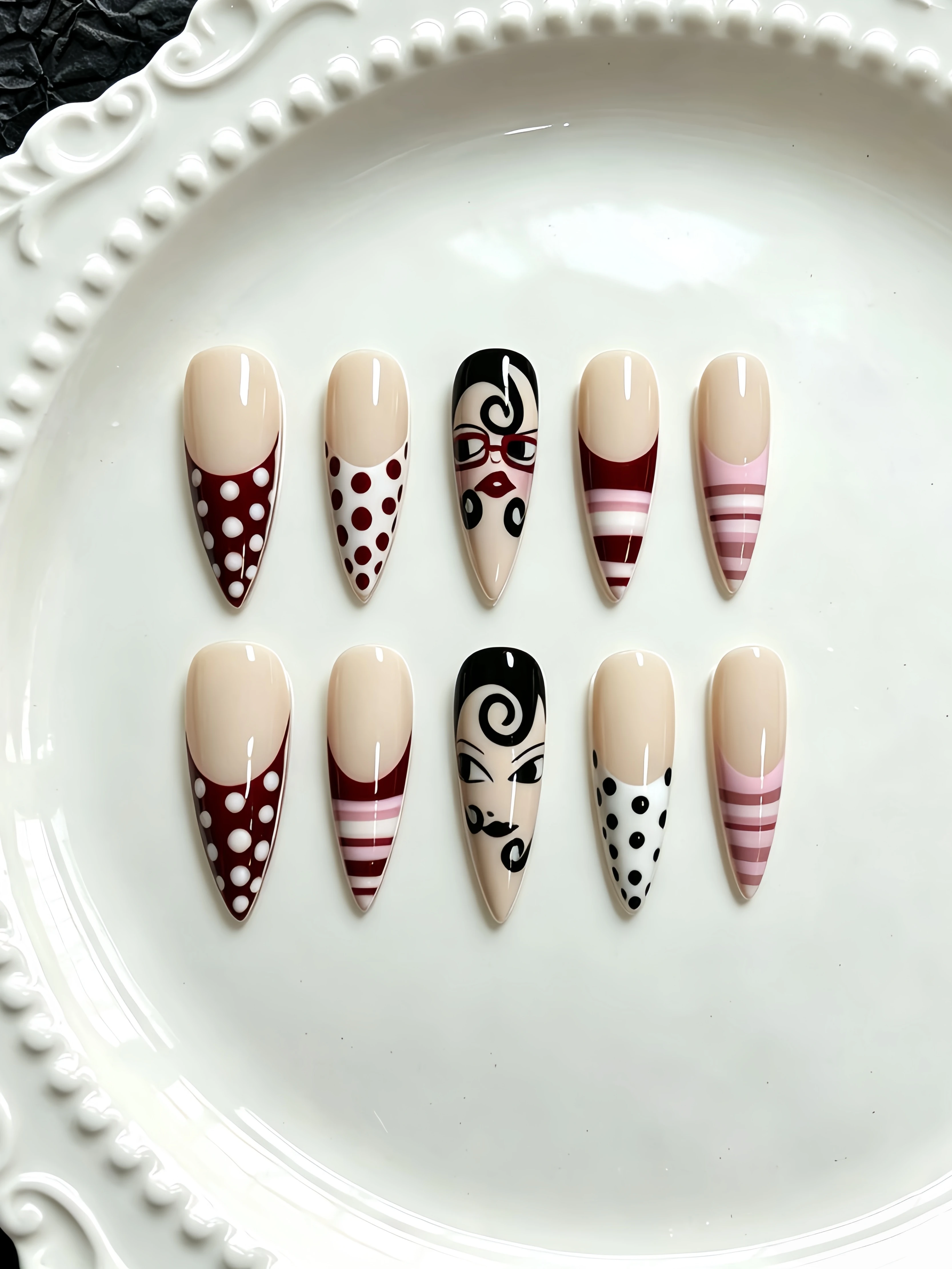 Nail Art Burgundy - 10 stuks lange druppelvormige draagbare nagels,