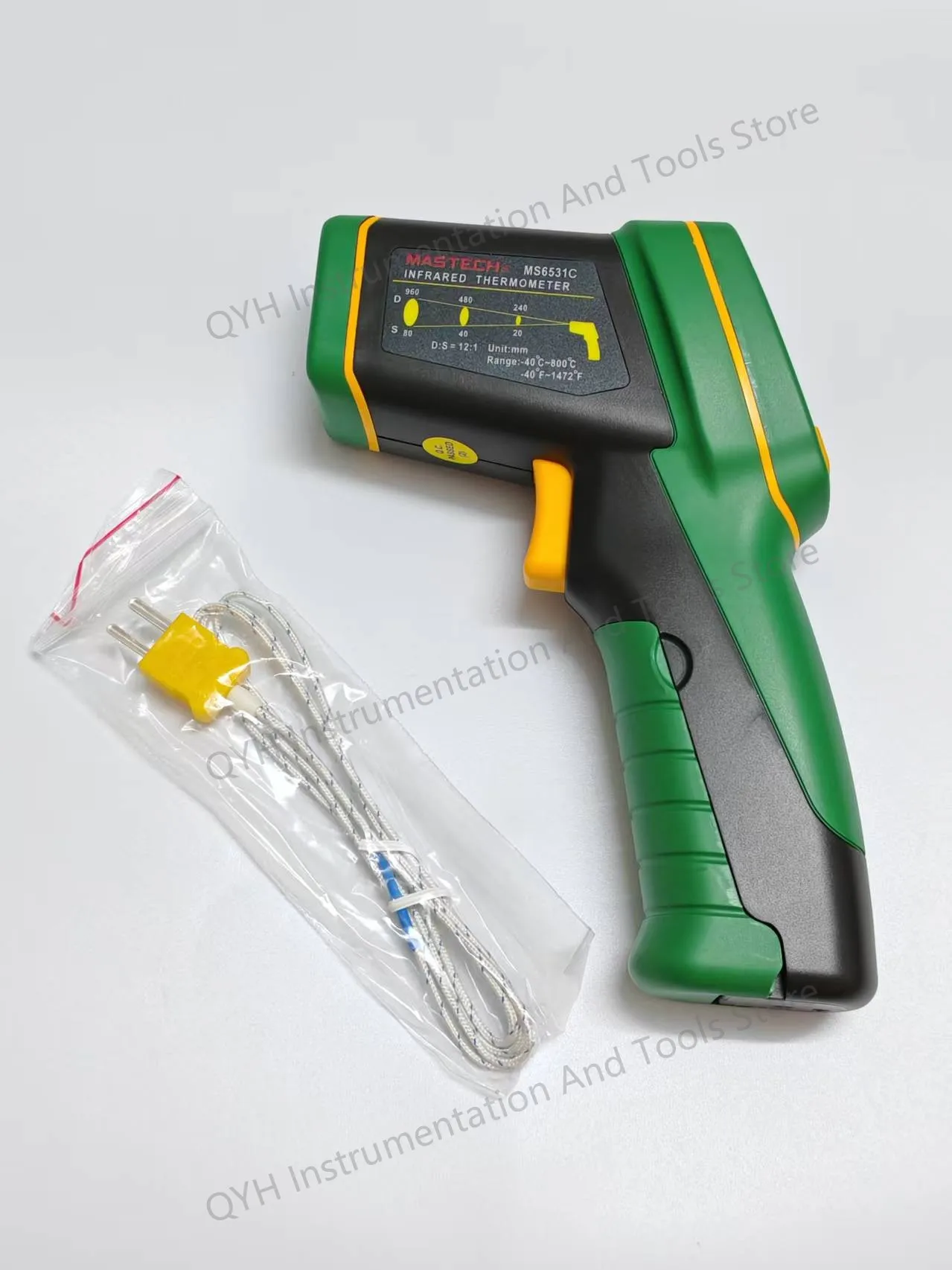 MASTECH MS6531C Termometer Inframerah LCD Warna Non-kontak dan Uji Suhu Tipe K Tampilan Lampu Latar Penahan & Pencatatan Data