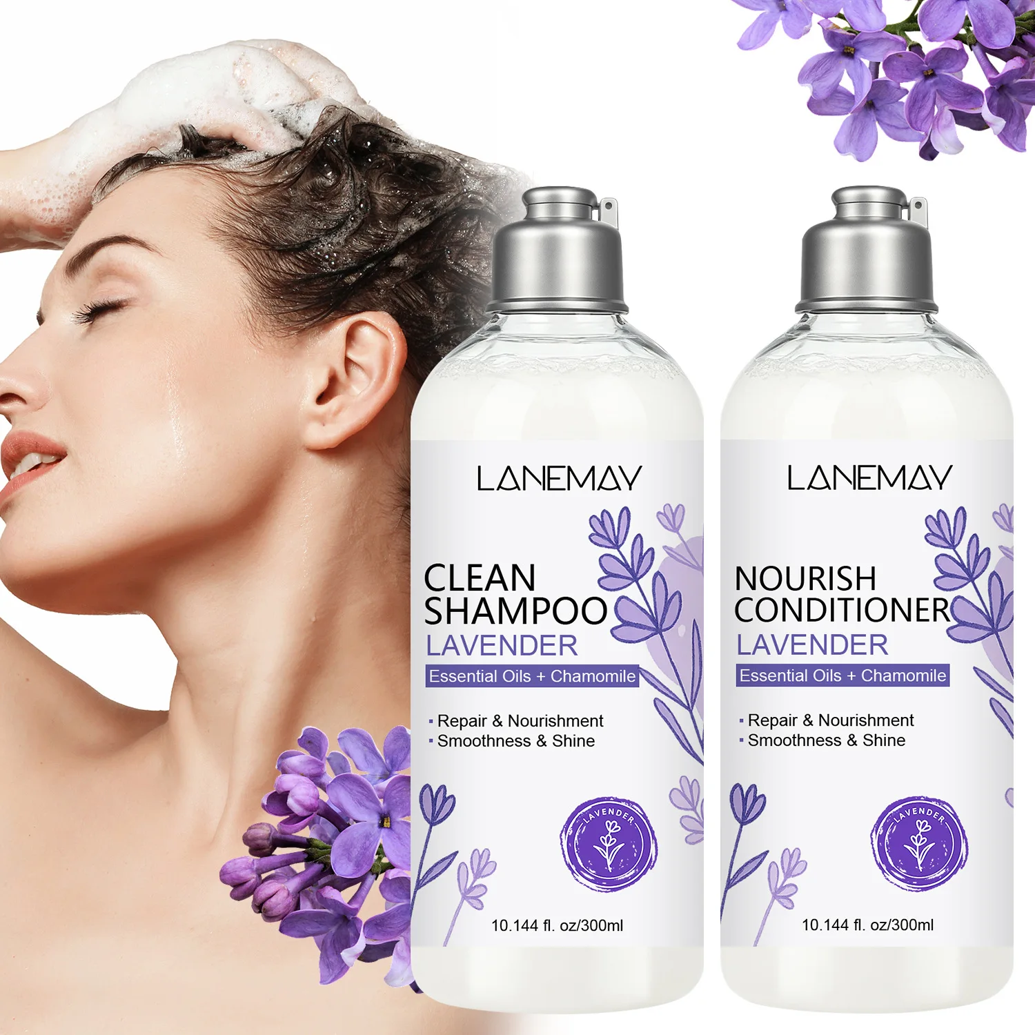 Lavender Shampoo and Conditioner Set, Relieve Scalp Itching and Dandruff, Repair Damaged and Dry Hair Shampoo and Conditioner