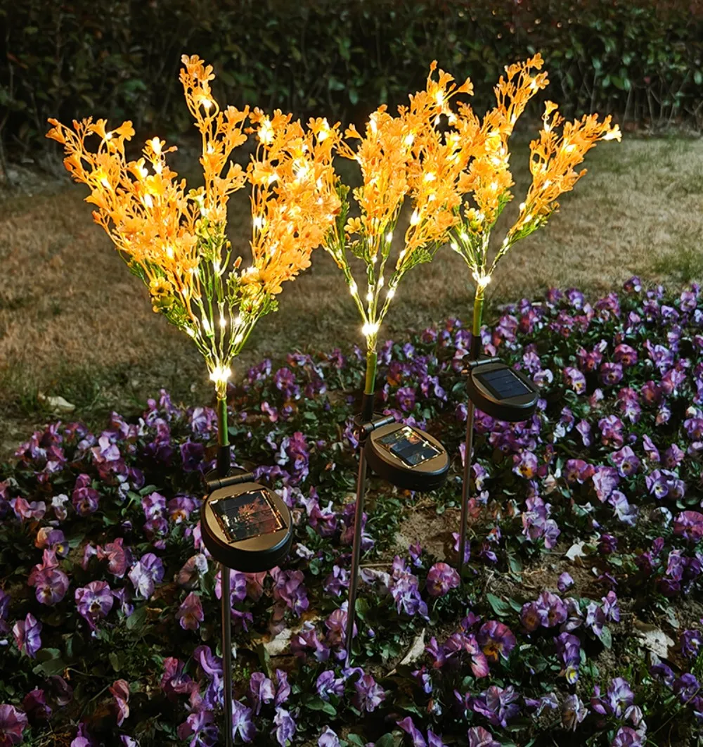7Head Solar Powered Simulated Rapeseed Flower Stake Lights,Waterproof LED Lawn Lamp, Outdoor Garden Pathway Landscape Decoration
