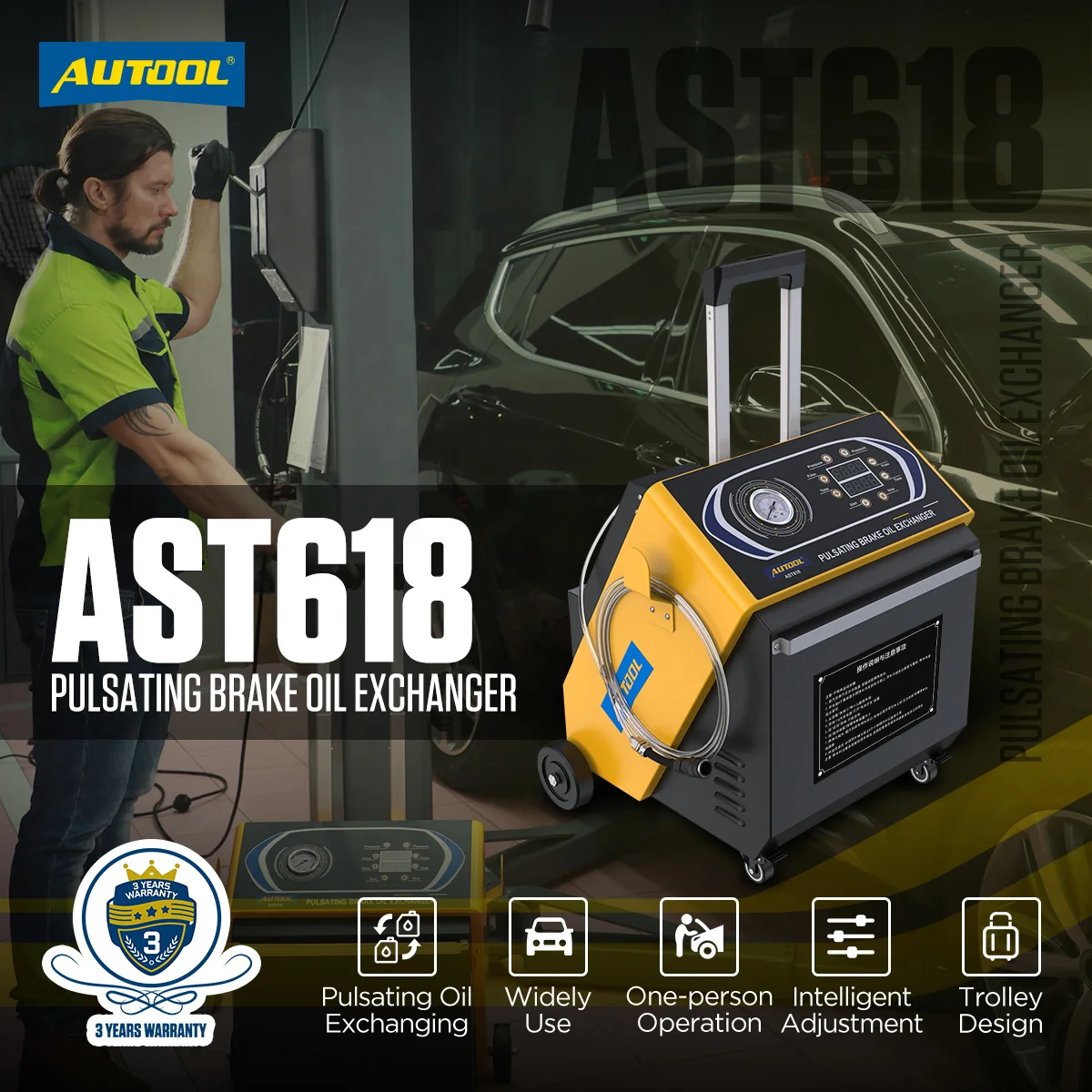 AUTOOL AST618 12V Vehicles Pulsating Brake Oil Exchanger Four Clutch Slave Cylinders Automotive Brake Extractor Oil Pump Machine