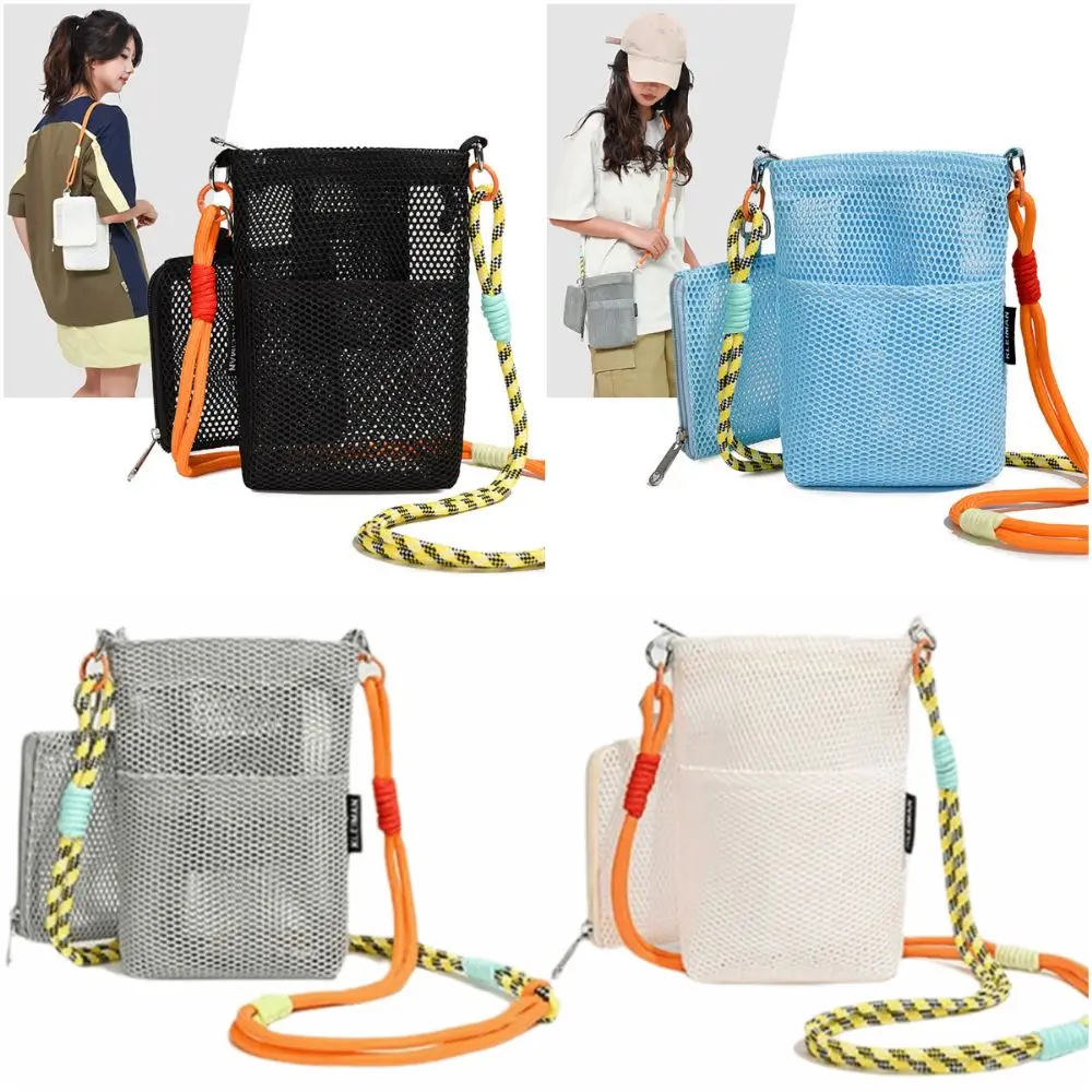 

Multicolor Crossbody Bag Mesh Material Lightweight Nylon Mesh Bag with Mini Bag Large Capacity Purse Wallet Bags