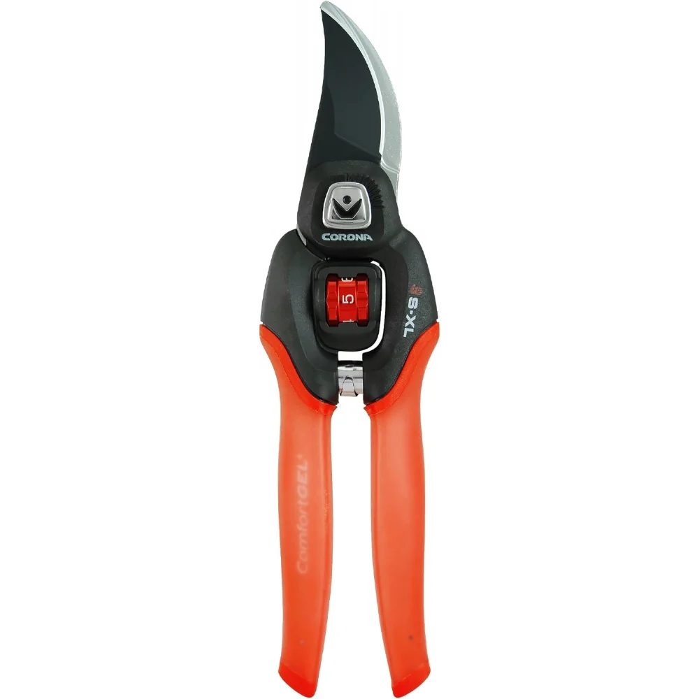 corona-clipper-bp-4214d-flex-dial-bypass-podateur-avec-poignees-en-gel-confort-3-4-pouces-rouge-noir