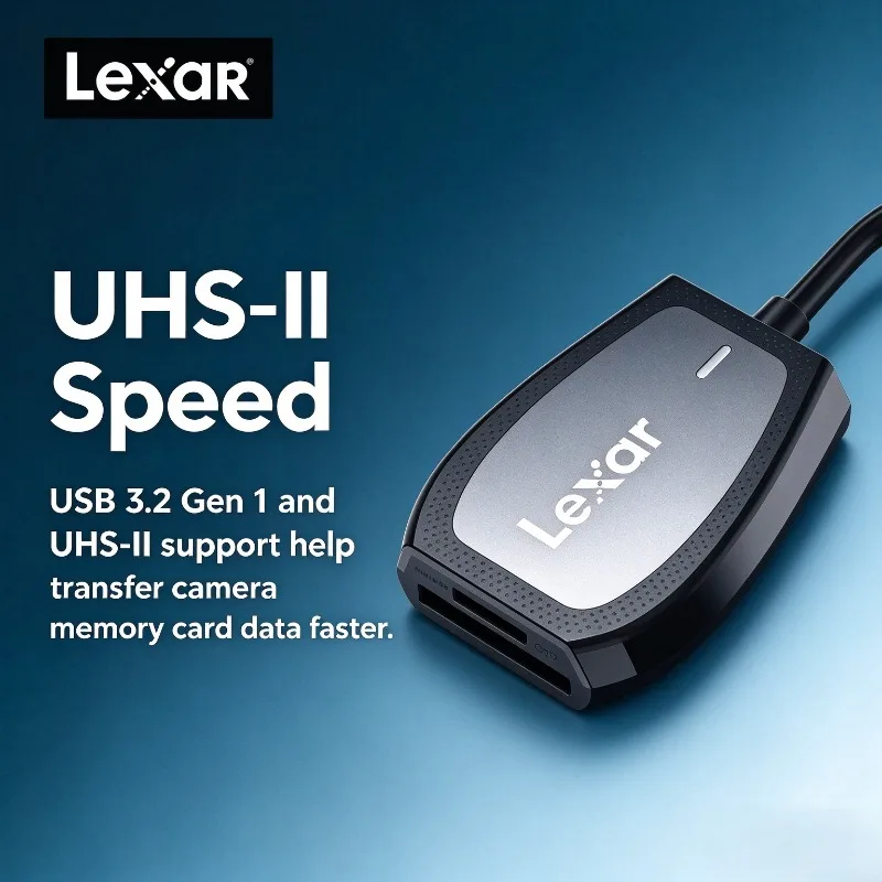 Lexar RW470 2-in-1 Card Reader Type-C SD microSD UHS-II USB 3.2 Gen 1 for Photo Transfer