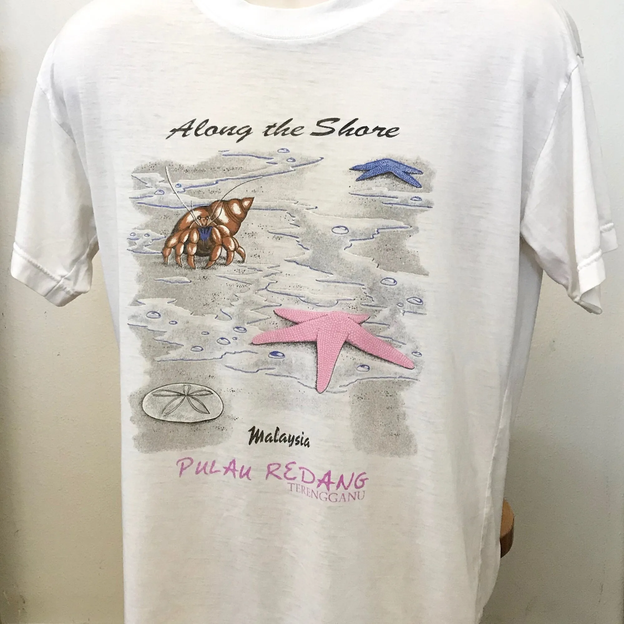 1980S Vintage T Shirts Malaysia Redang Island Beach Paper Thin Seashell Travel Souvenirs