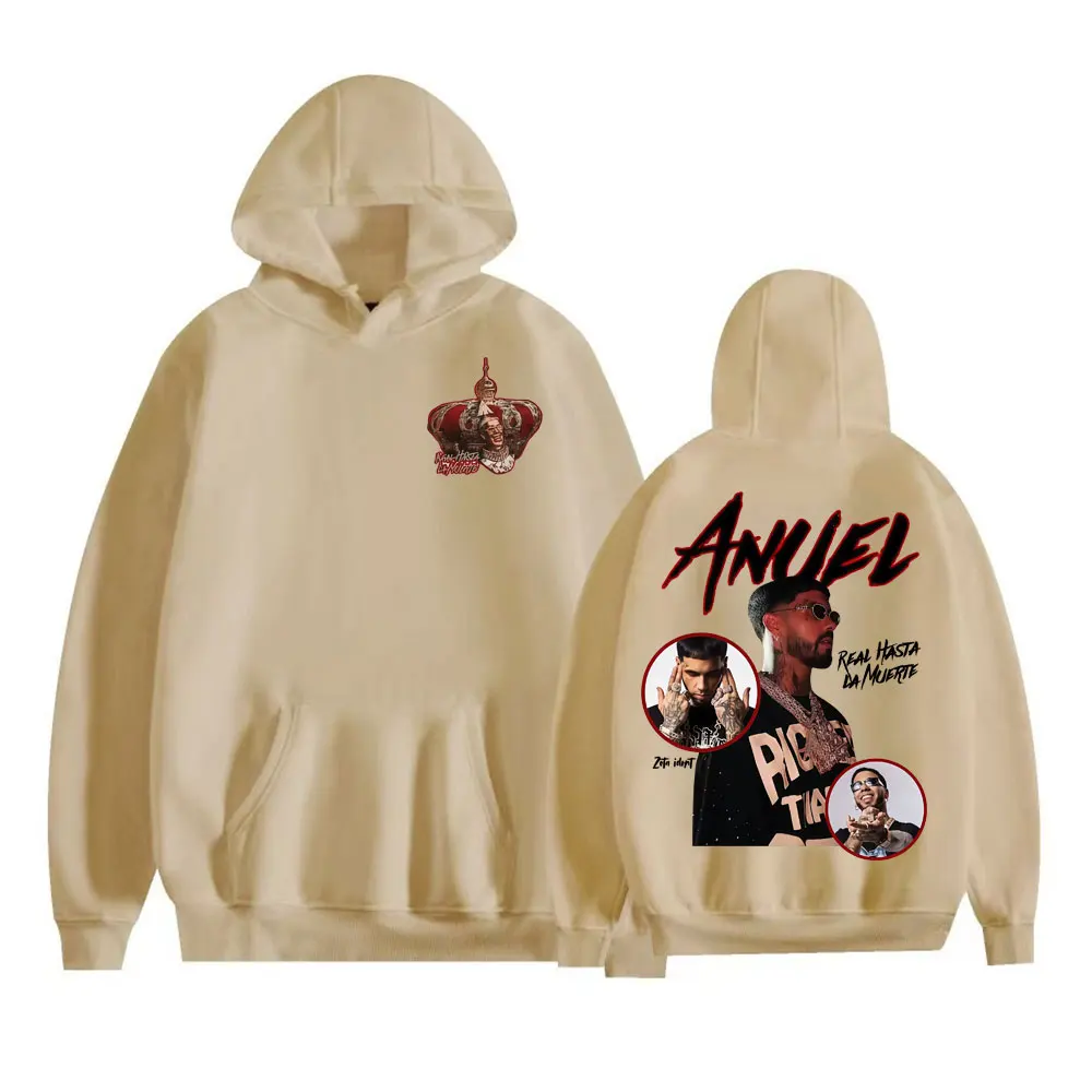 Anuel AA Real Hasta La Muerte Álbum Tour Moletons Roupas Masculinas Hip Hop Punk Harajuku Hoodies Pulôveres Conforto de Alta Qualidade