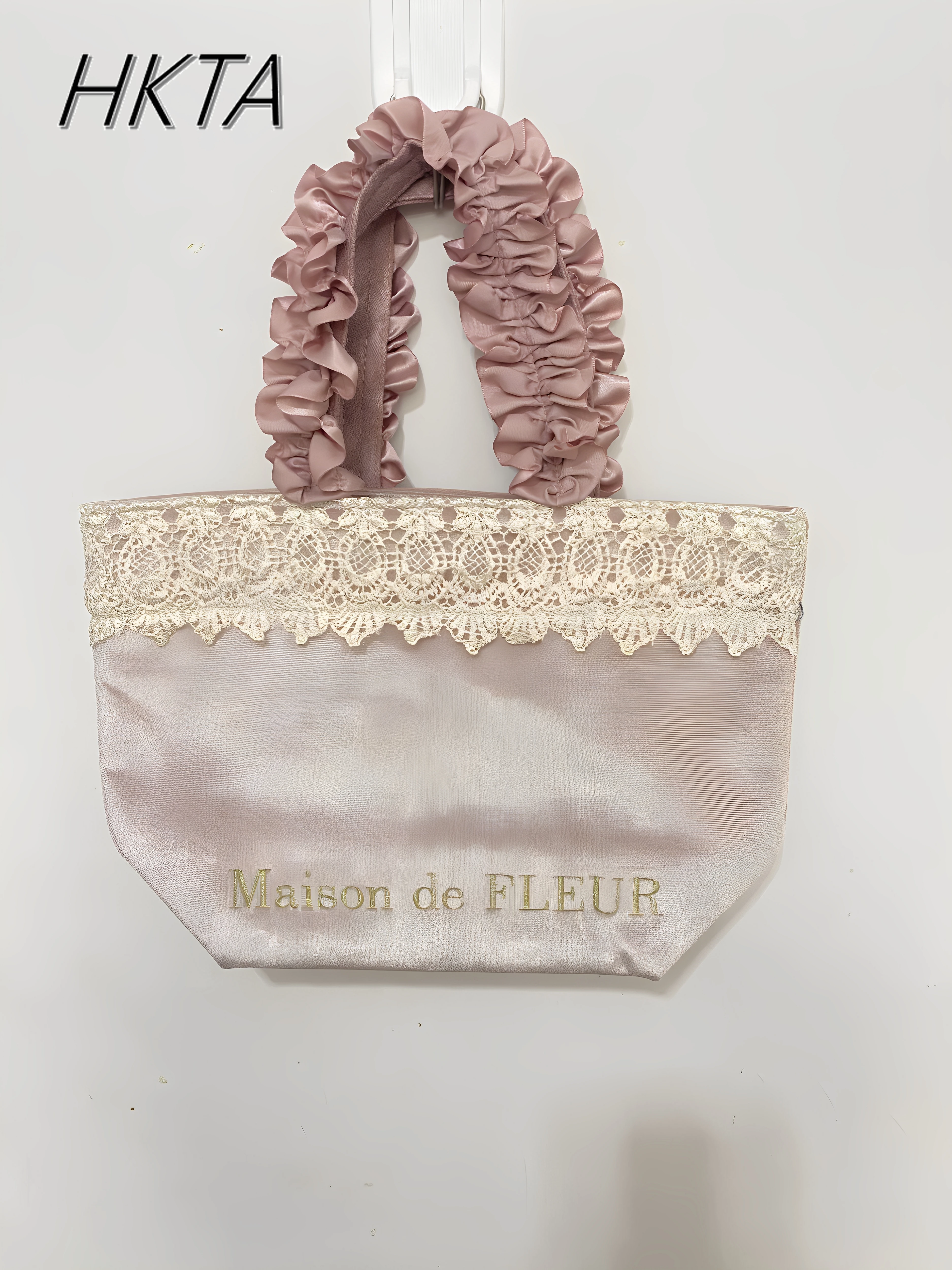 

Японский стиль, кружевные цветочные плиссированные сумки-тоут на руль, женские сумки-тоут с вышивкой букв, универсальные модные розовые рюкзаки, женские