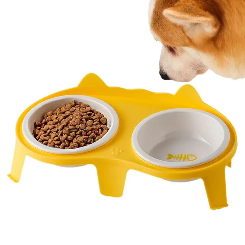 

Cat Food & Water Bowl Set Ceramic Pets Water feeders Tilted Dishes With Stand for Indoor Cat & dogs pets feeding supplies