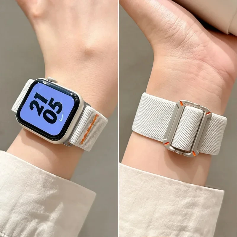 Нейлоновый ремешок для Apple Watch Band Ultra 2 49 мм 10 9 8 7 46 мм 45 мм 41 мм 44 мм 42 мм Плетеный эластичный браслет для IWatch Series 6 SE