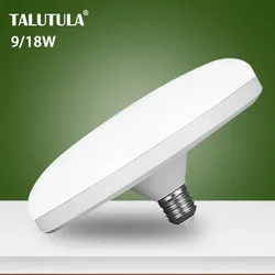 Bombilla LED AC 220V E27, lámpara de ahorro de energía para el hogar, iluminación interior de 18W, luz de platillo volador, lámpara de techo 6500K, luz de garaje